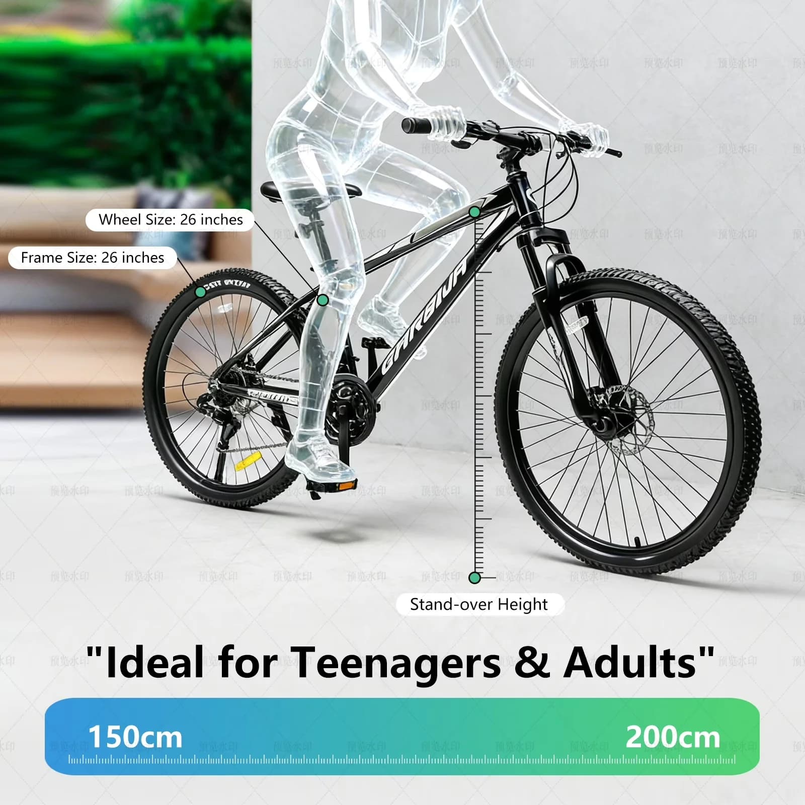 Efficient Mountain Bike with Lightweight, Adjustable Seat Height, Adjustable Speed - Black Model C9E56E