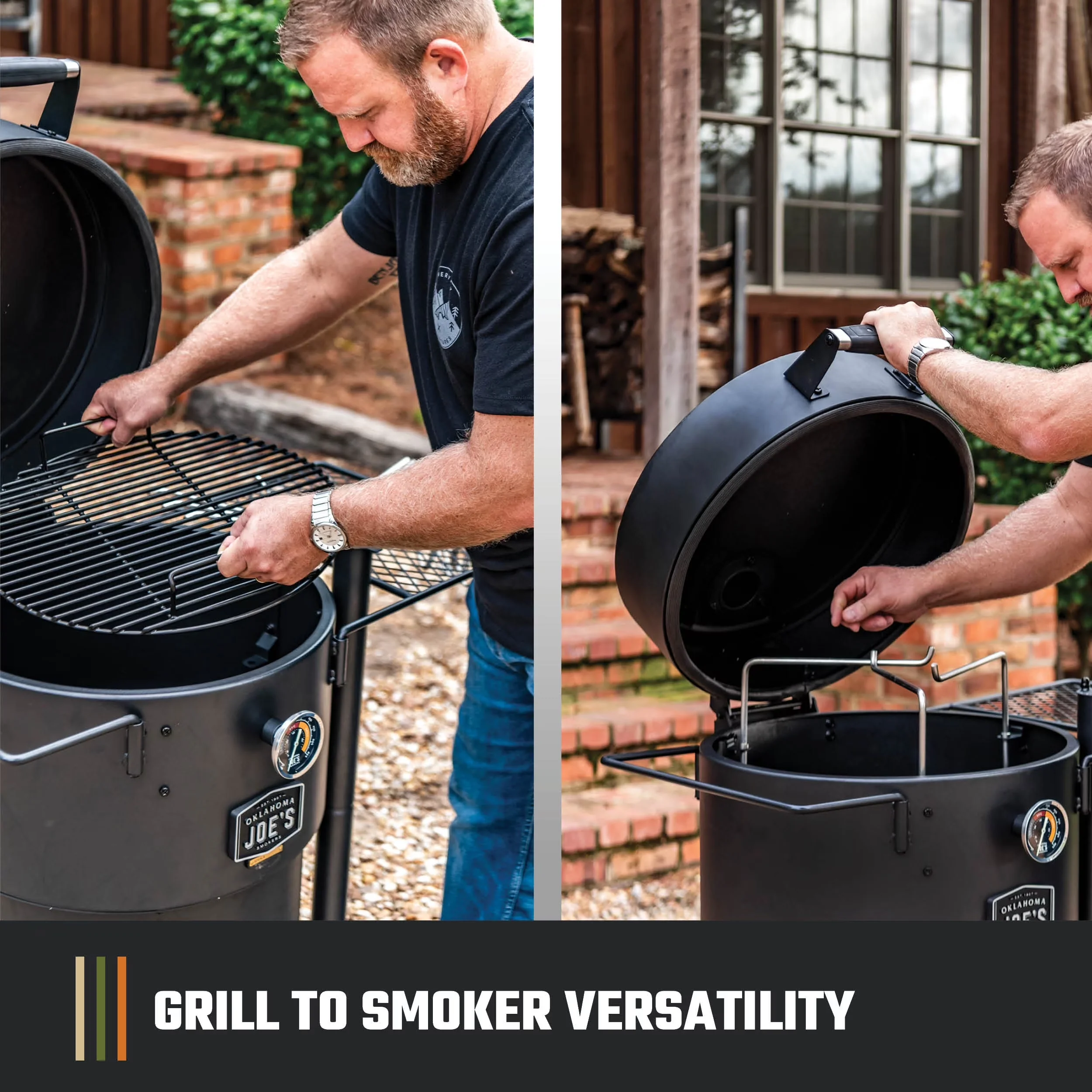 Premium Smoker with Rust Resistant, Adjustable Charcoal Tray, Adjustable Air Vents - Heavy Duty Steel Black Model FE903B