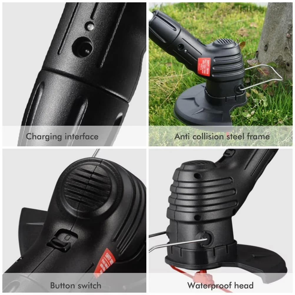 String Trimmer Premium with Battery, Rechargeable Grass Edger - Black for Garden Model EFB293