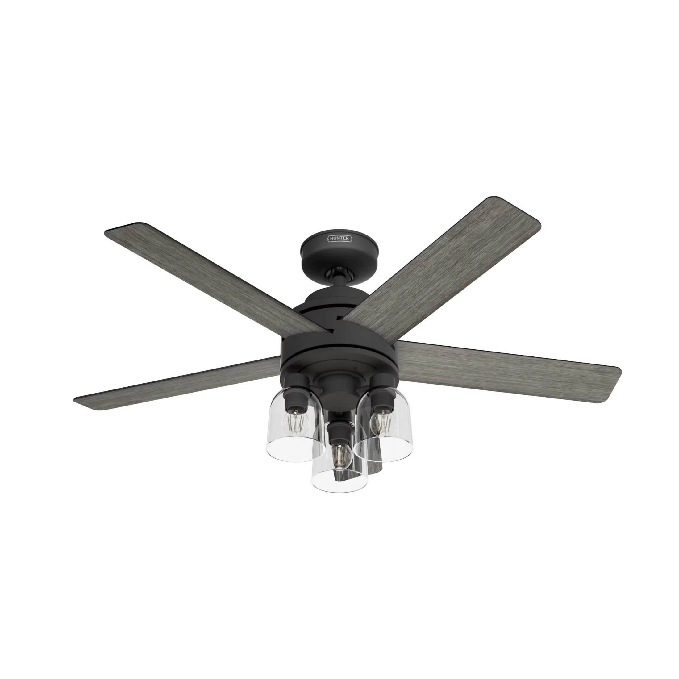 Essential Ceiling Fan with LED, Modern, Reverse Airflow - Glass Black for Living Room Model 175652