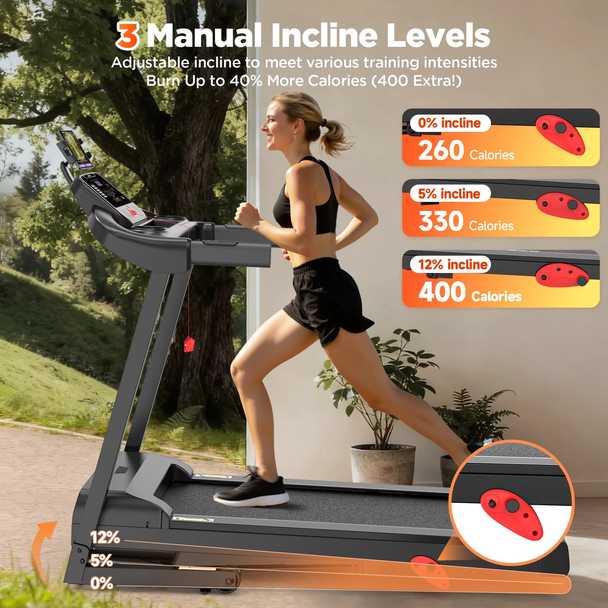 Home Gym Efficient with Foldable, Folding Treadmill w/ Incline - 54" x 26" x 51" for Home Model 6B0F29