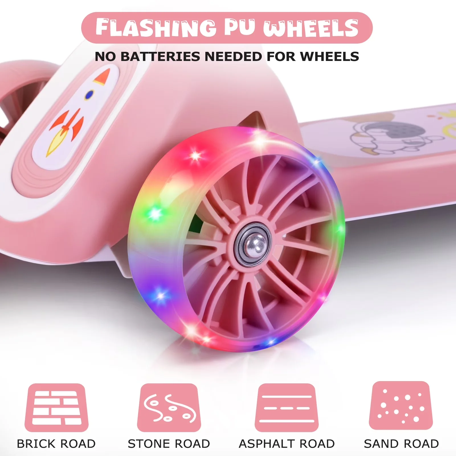 Scooter Innovative with LED, Foldable, Kids - Plastic - Residential Grade Model 3B05CF