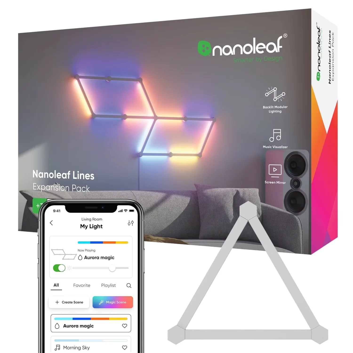Novelty Light Premium with LED, Modern, Lines 60 Degrees Expansion Pack - White Abs Model 1F0AB2
