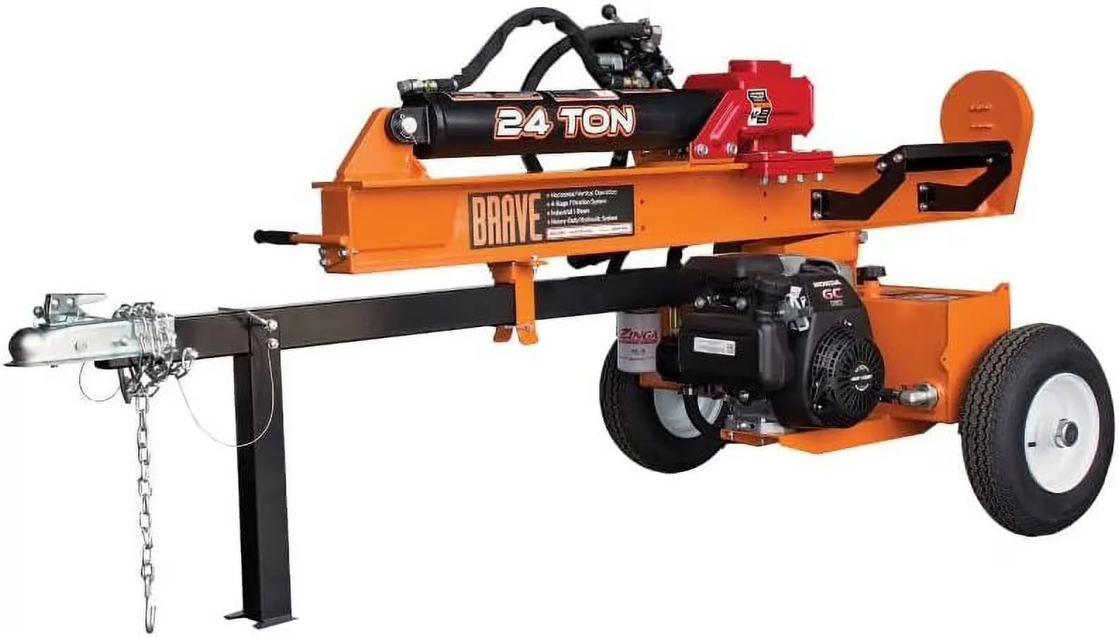 Durable Logsplitter with Wheeled, Recommended for logs up to 25" long, 24 Ton Vertical/Horizontal Log Splitter - Model 131270