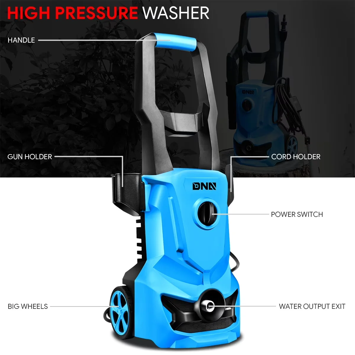 Classic Pressure Washer with Adjustable Wand, Yard Car Driveway Cleaning, Adjustable Nozzle - Model 235141