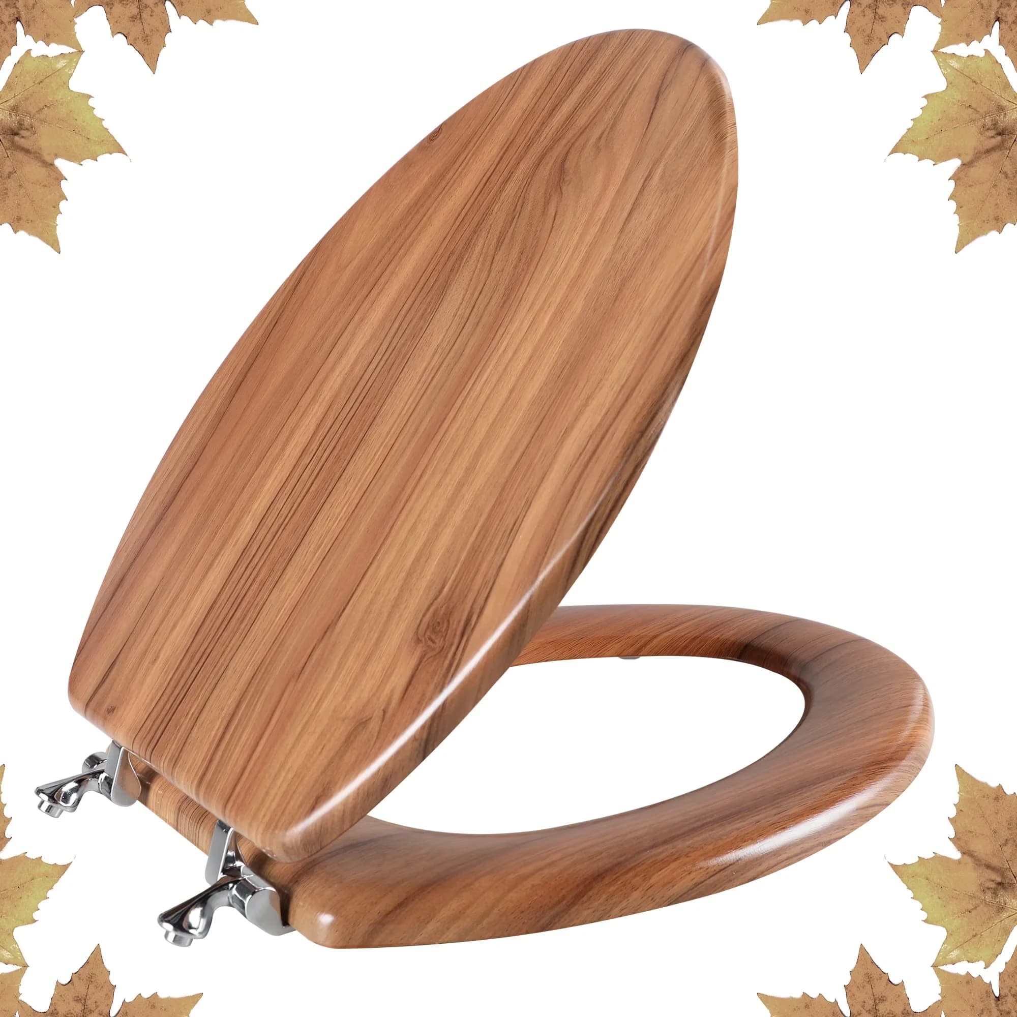 Versatile Toilet Seats And Lid with Easy To Install, Elongated Seat Molded Wood Seat - Wood, Zinc Alloy Off-White Model 48DE76