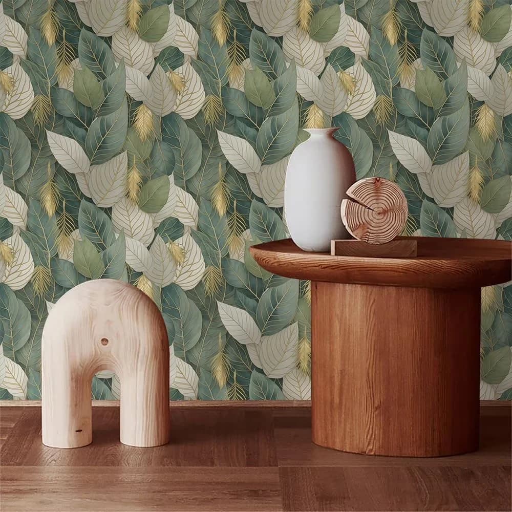 Versatile Wallpaper with Durable, Removable, PEEL AND STICK WALLPAPER - Green Pvc, Vinyl Model E2E8E3