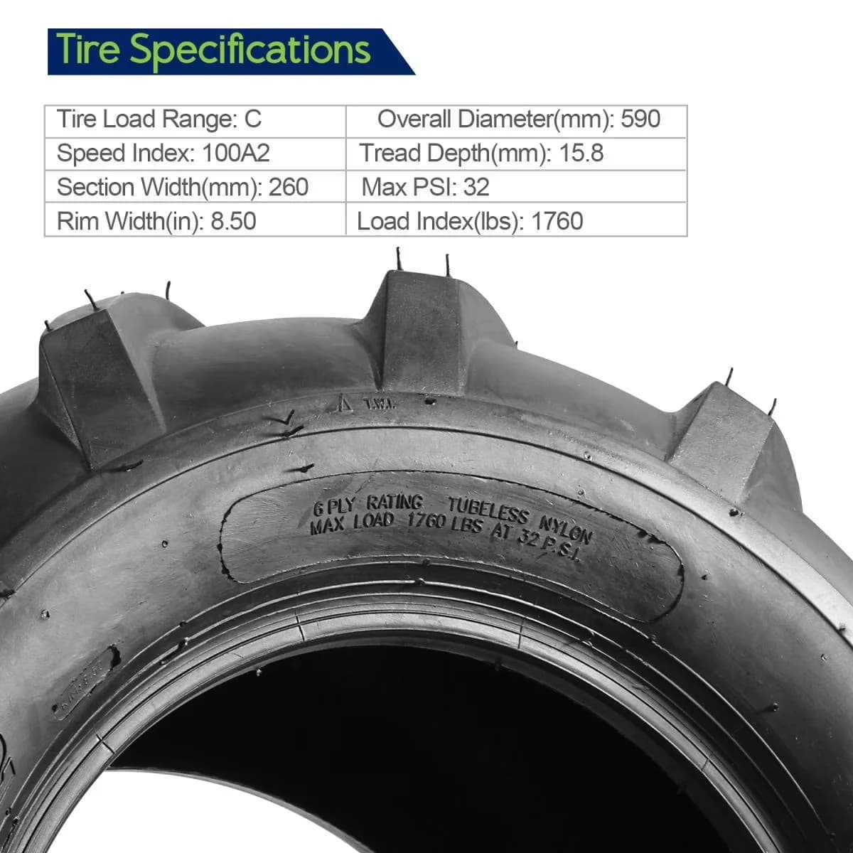 Quality Lawn Mower Tire with Replacement - 16X6 - Durable Build Model 39CFD0