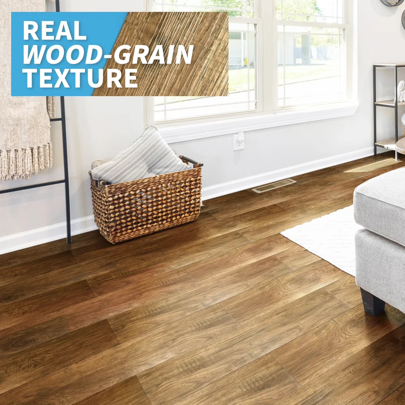 Durable Grey Vinyl Flooring Vinyl Plank Flooring with Waterproof, Easy DIY, peel-and-stick adhesive, Authentic wood-looking and grain... Model DD8CF8