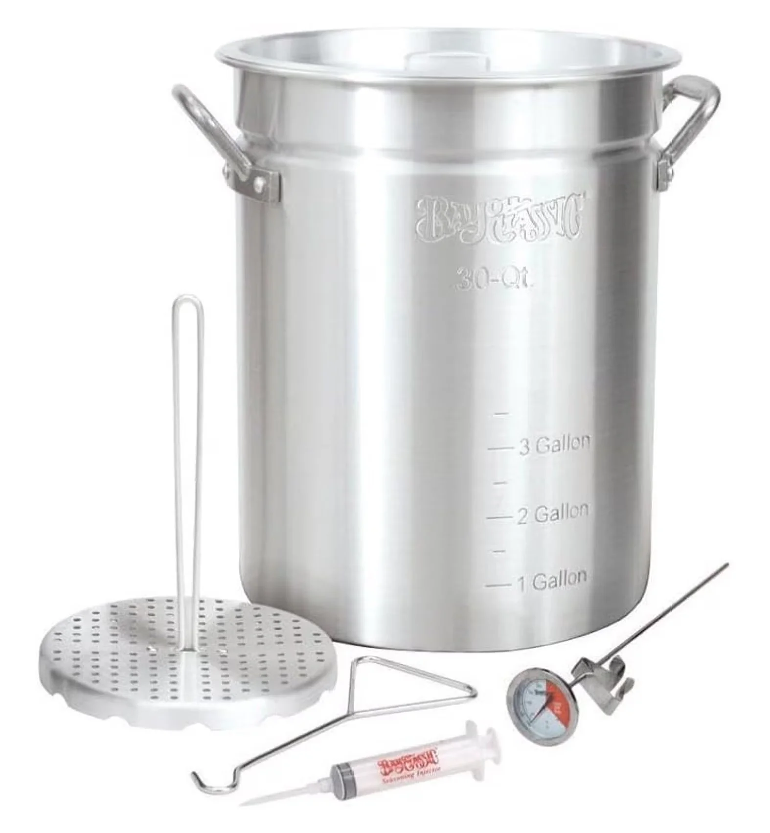 Efficient Outdoor Fryer with Turkey 30 Qt - Aluminum Silver - Residential Grade Model 3A7245