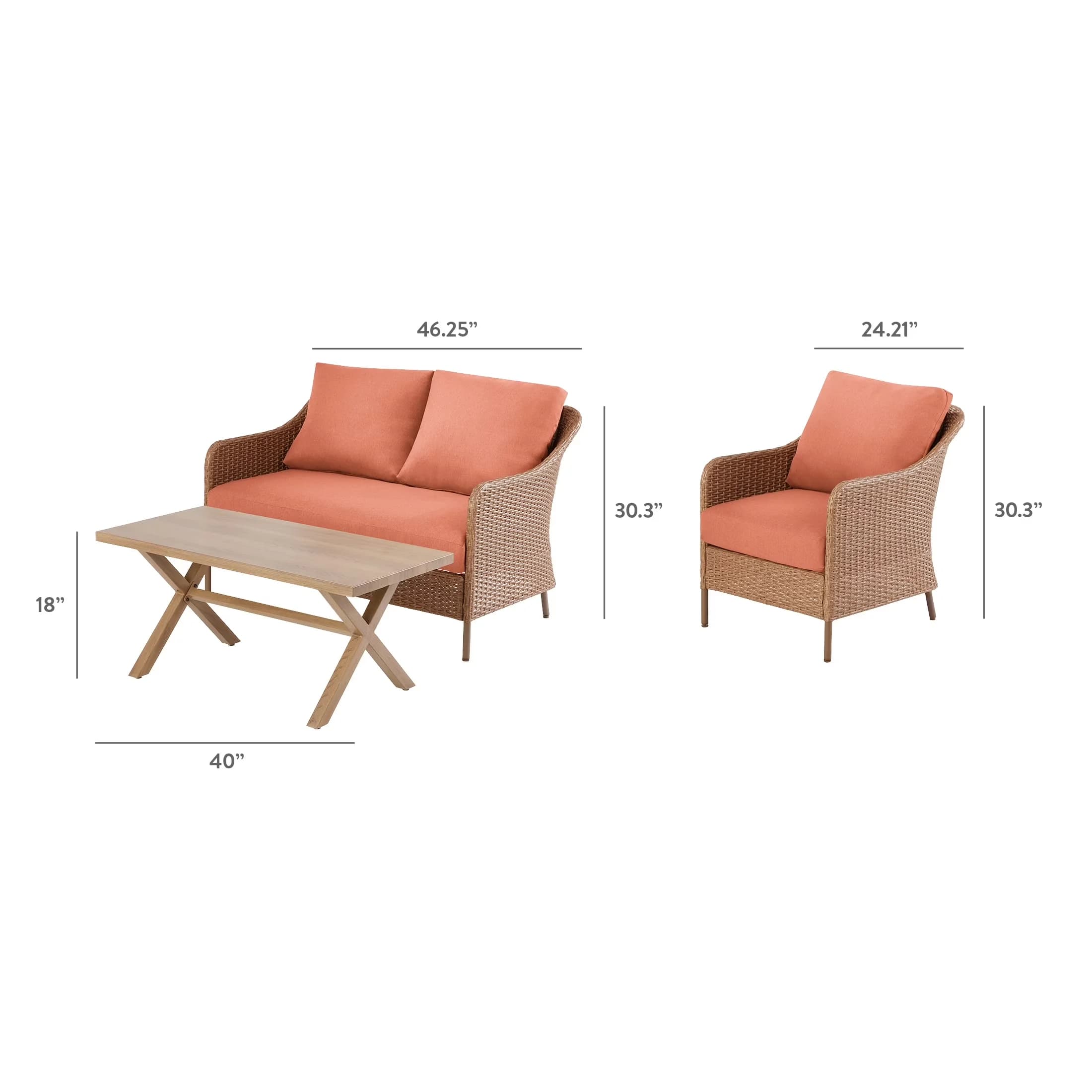 Essential Patio Conversation Set with Weatherproof, Handwoven, durable all-weather wicker - Wicker; Red Model 774940