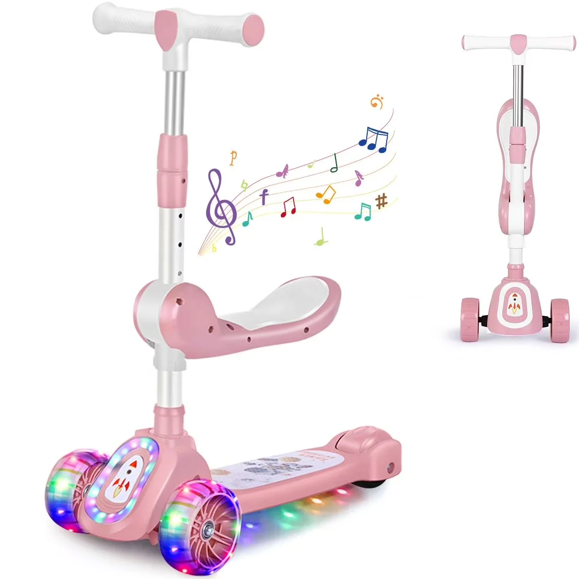 Scooter Innovative with LED, Foldable, Kids - Plastic - Residential Grade Model 3B05CF