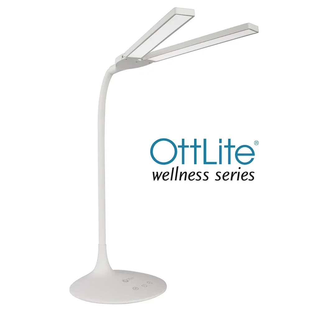 Compact Desk Lamp with LED, Task Lamps, Wellness Series Pivot LED - White Metal Model 297D29