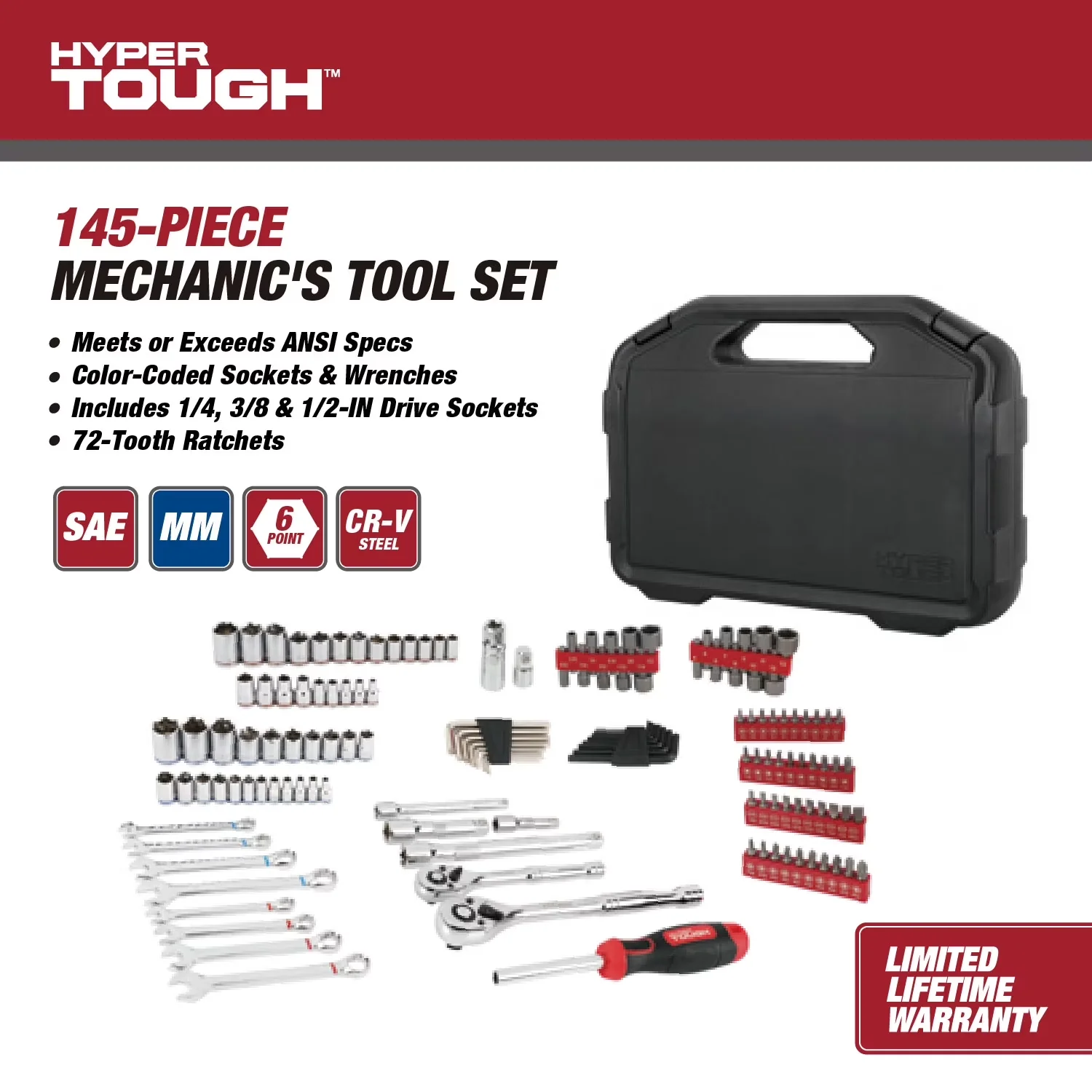 Durable Hand Tool Set with Heavy-Duty, Easy To Operate, Easy Clean - Brown Model 19647D