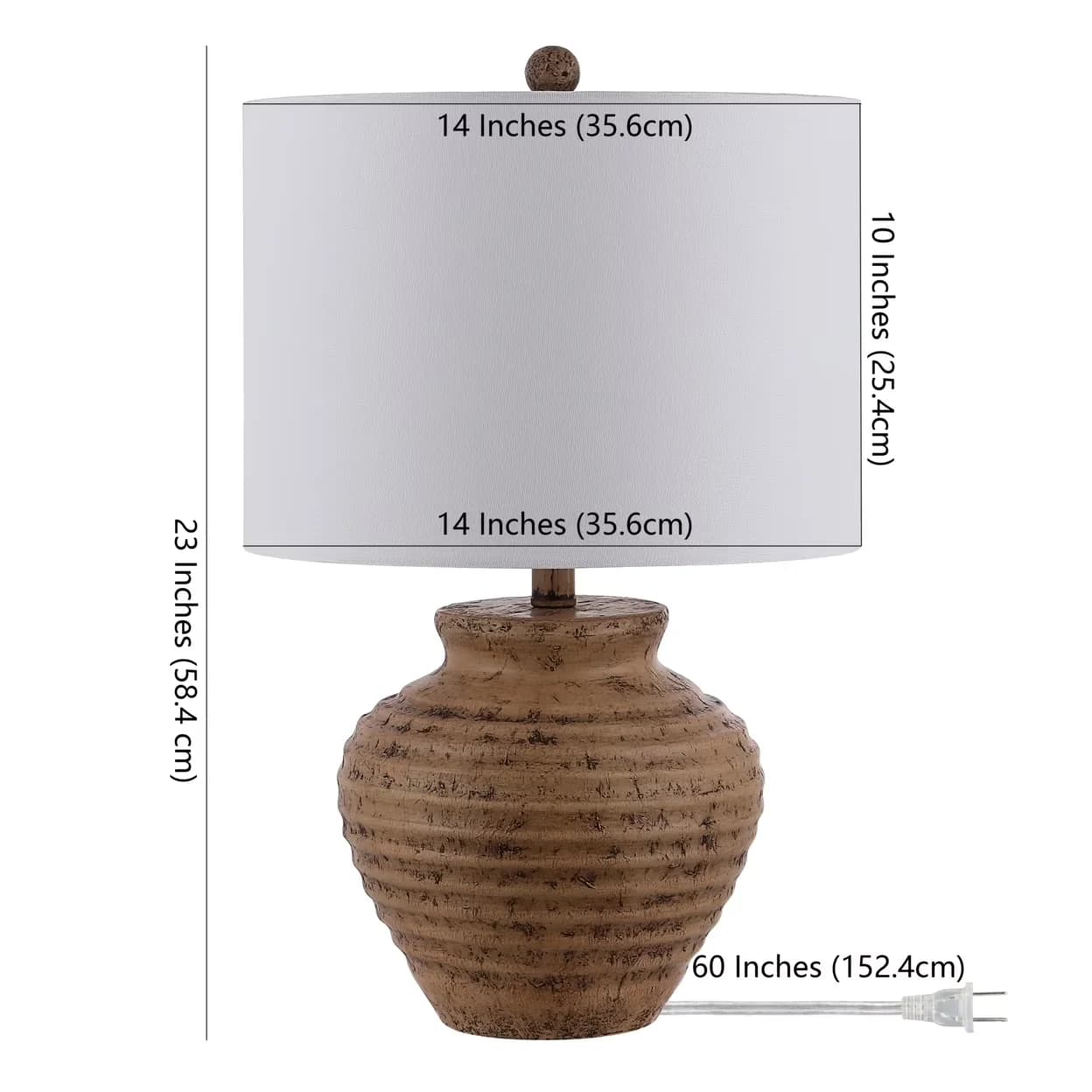 Classic Led Lighting with LED, Standard Lamps, Kamryn 23 in. Textured Resin Table Lamp - Polyresin Brown Model 6A50C9