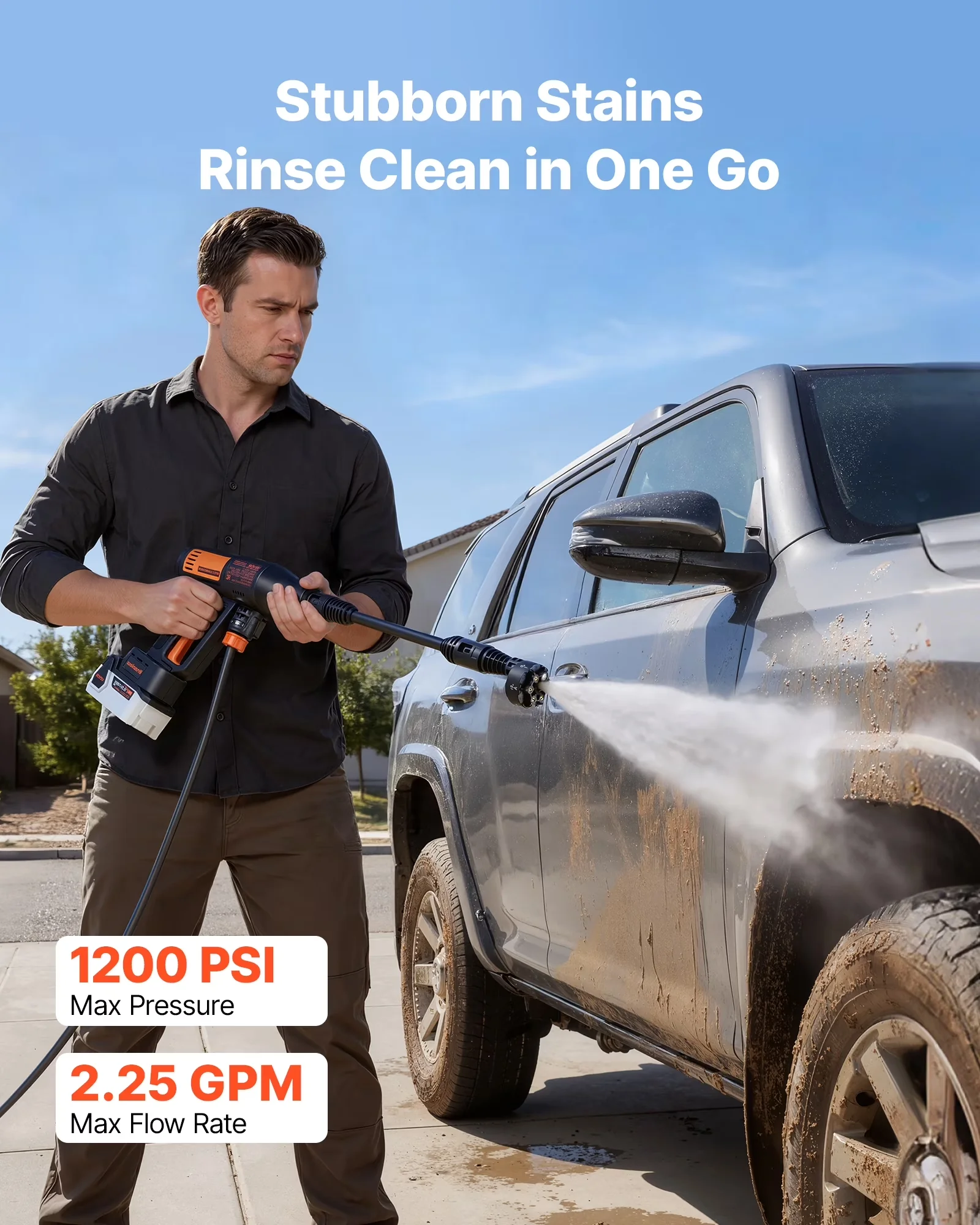 Modern Pressure Washer with Battery, Handheld Power Cleaner, 4 Speed Adjustable - Model 684A1E