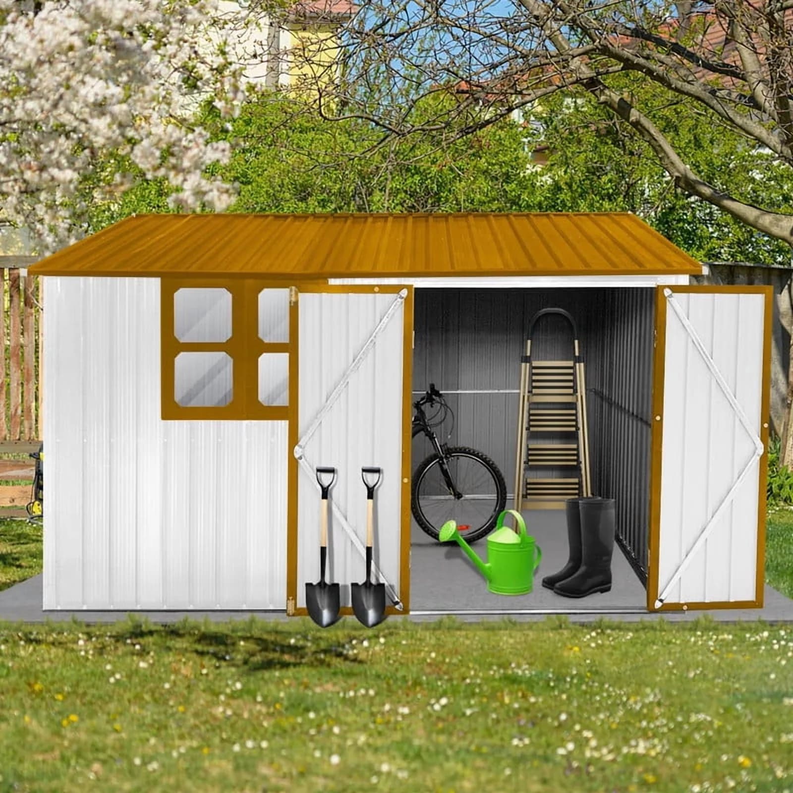 Shed Efficient with Waterproof, Uv Resistant, Vent - Metal Yellow 10x8 Model 900F3E