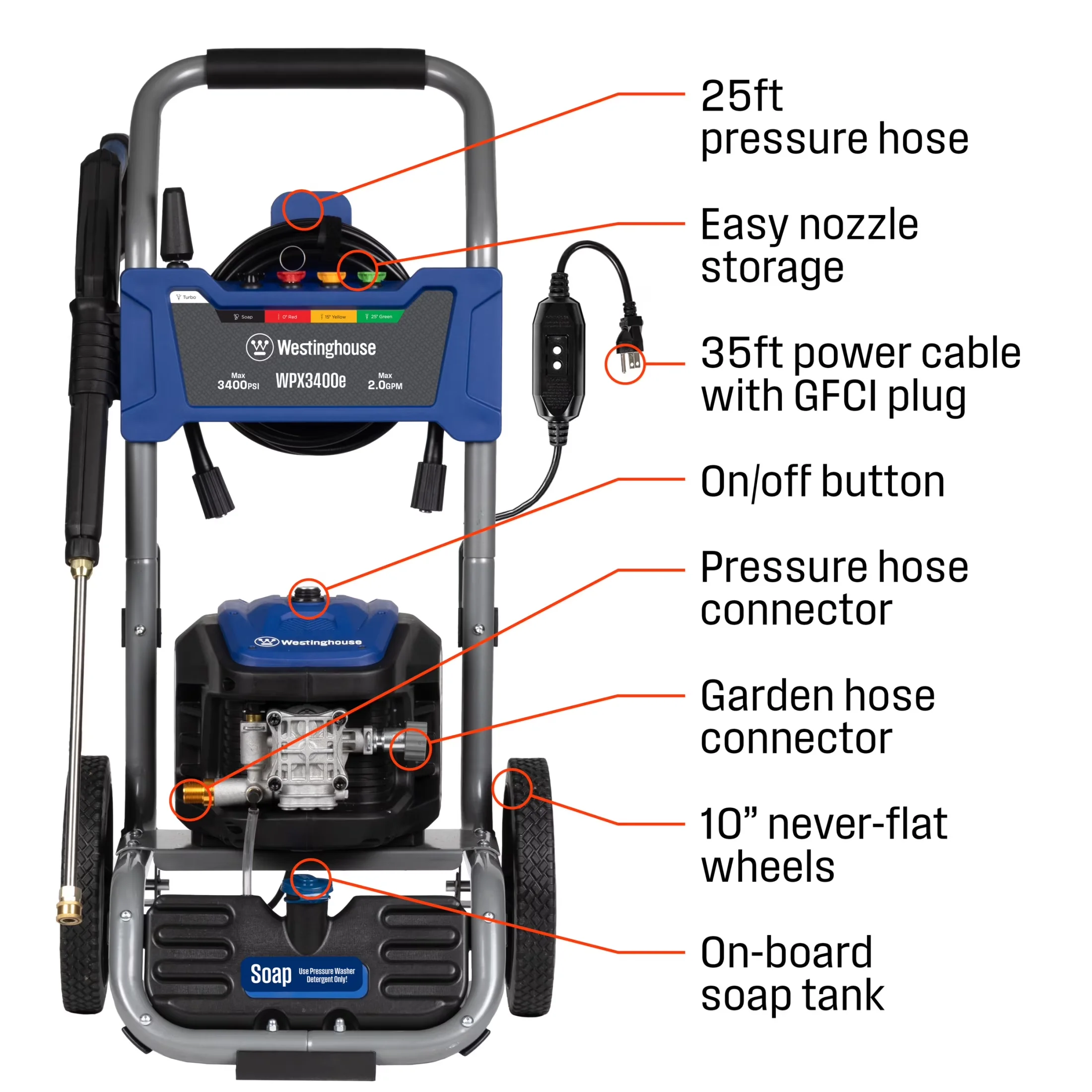 Compact Pressure Washer with Battery, Quick Connect Tips, 3400 Max PSI - Model C5F232