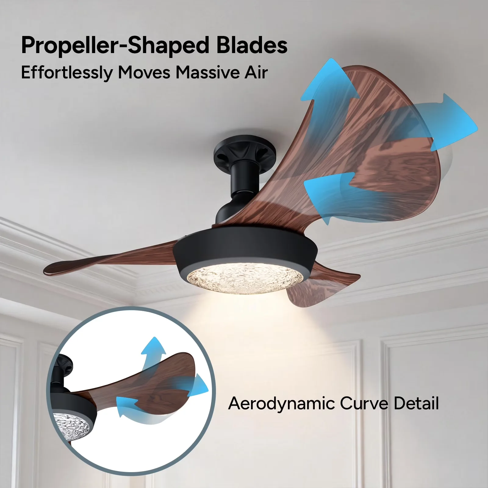 Ceiling Fan Premium with LED, Dimmable, Eco Friendly - Modern - Industrial Grade Model D3998A