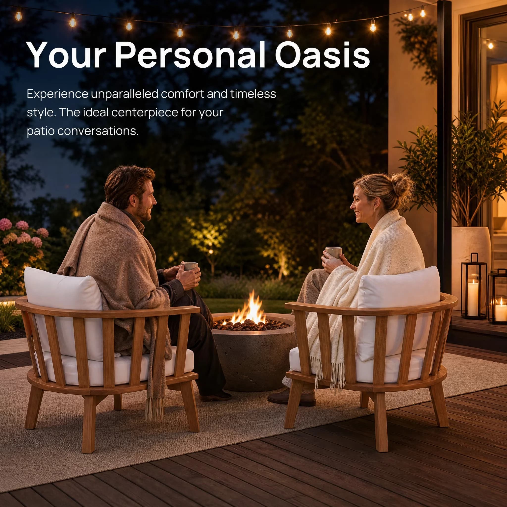 Patio Chair Reliable with Waterproof, Rust Resistant, Waterproof Cushions - Brown Wood Model 47A2F1