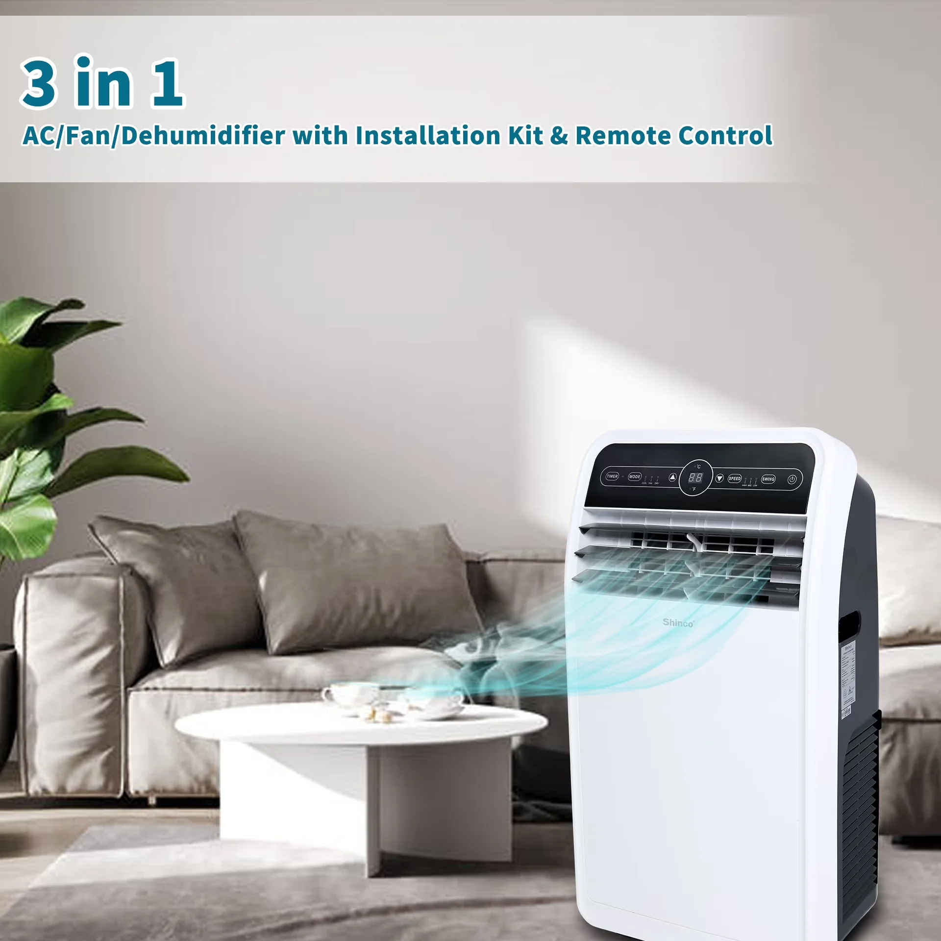 Stylish Air Conditioner with 4350 BTU, Remote Controlled, Variable Speed - White Model BF5F5F