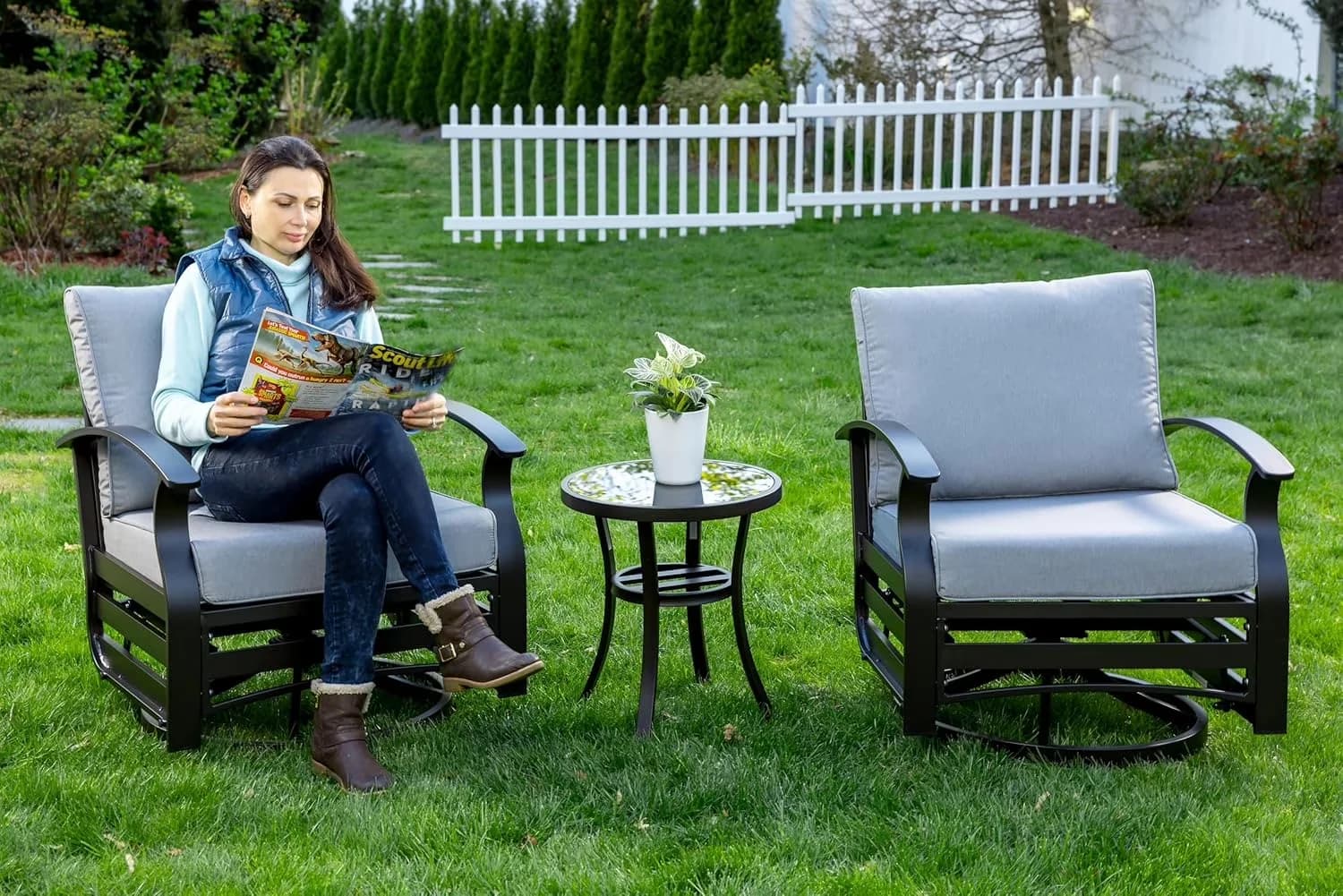 Essential Patio Conversation Set - Aluminum Gray for Garden 1 Inch - for Home and Office Model FDFA1C