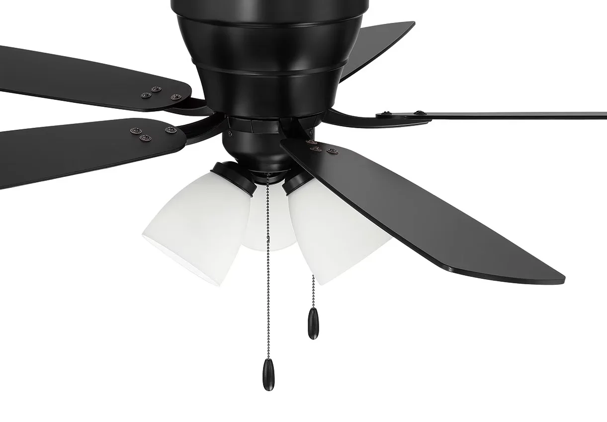 Durable Ceiling Fan with LED, Dimmable, Lighting - Glass Black - Commercial Quality Model CA1F84