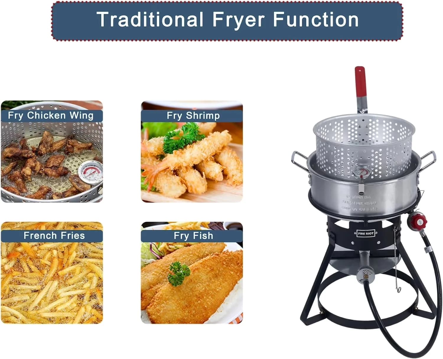 Outdoor Fryer Classic with 6.7 Qt Basket, Steel Frame - Silver Aluminum Model 9A01E1