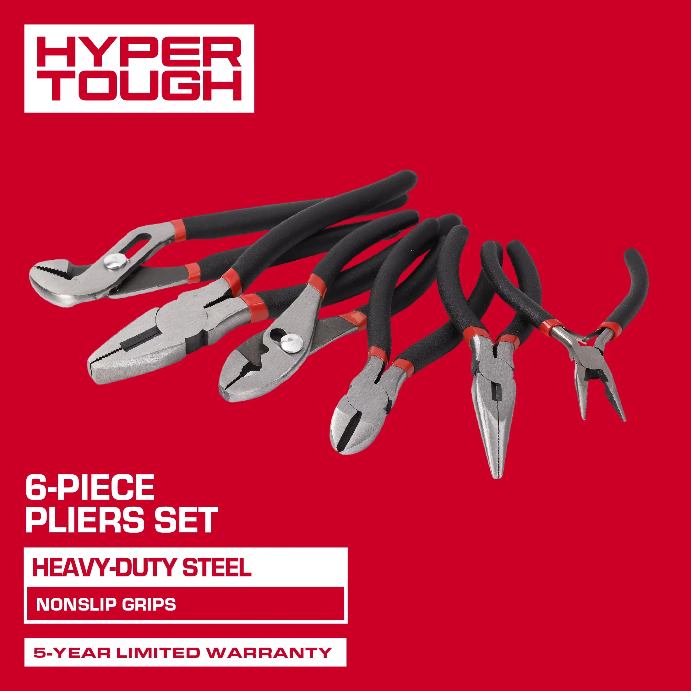 Quality Hand Tool with Heavy-Duty, Non-Slip Grips, 6-Piece Pliers Set for Daily Use - Model CC1D31