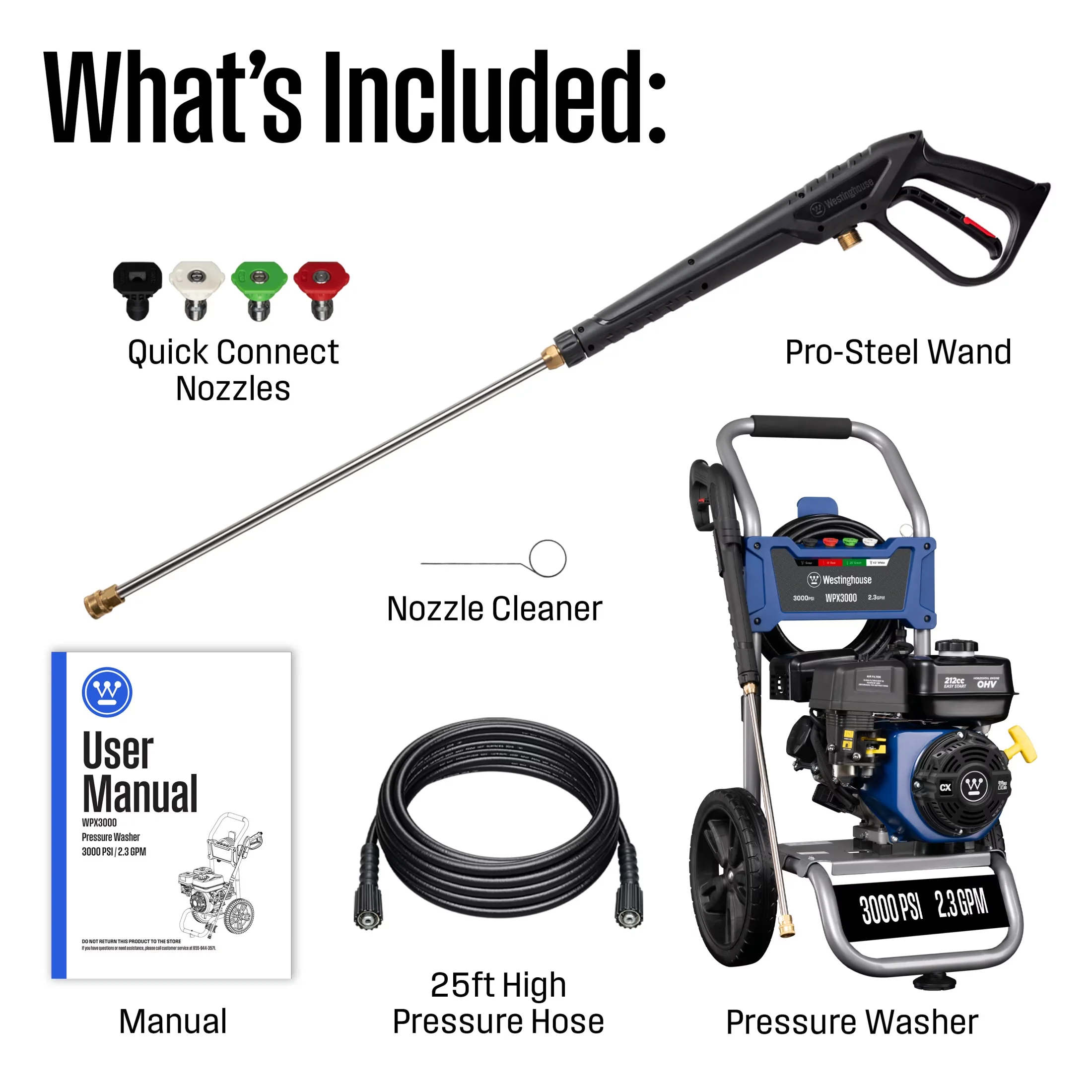 Pressure Washer Premium with Quick Connect Tips, 3000 PSI, 2.3 GPM Gas - Model 010655