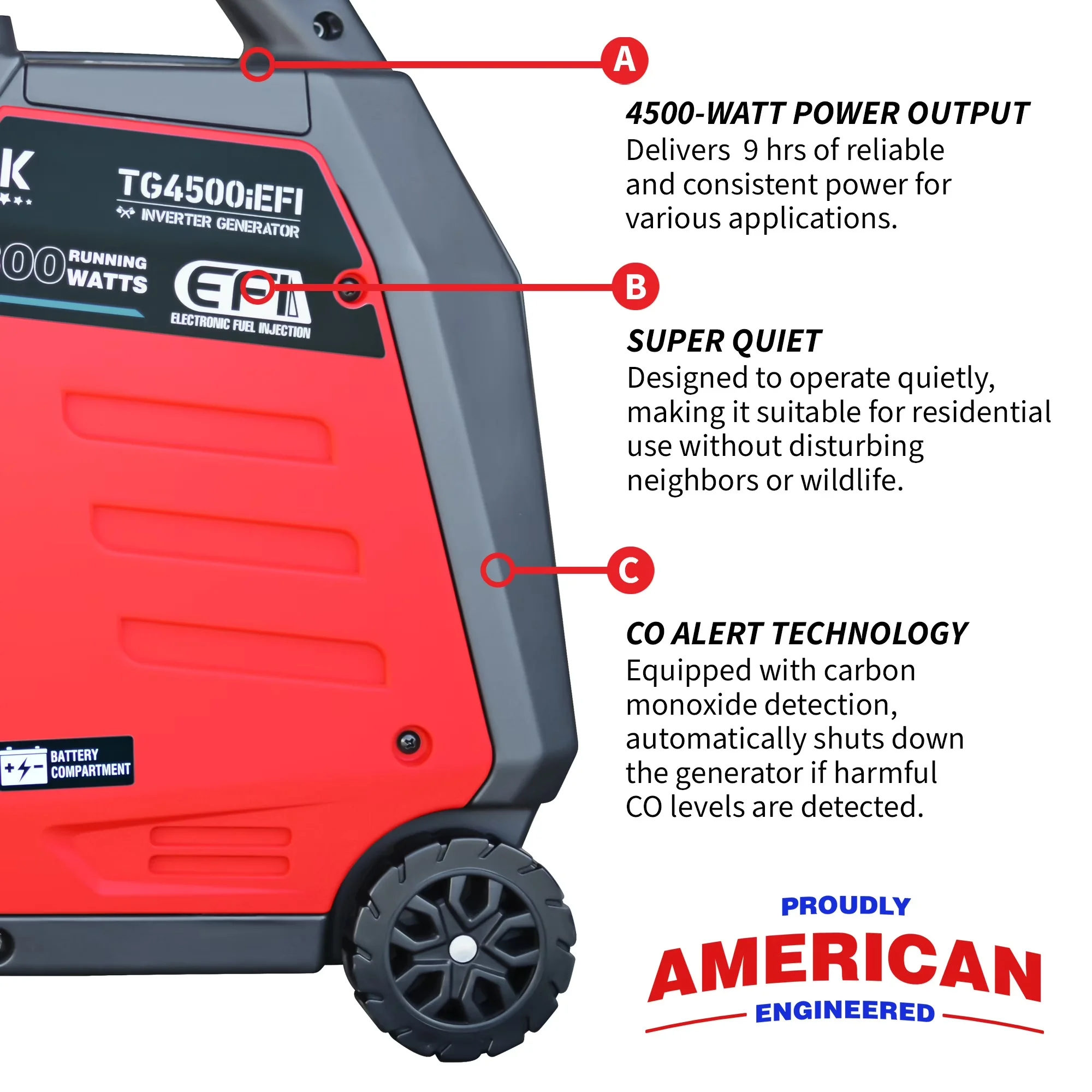 Generator Sleek with 4500W, Overload Protection - Watt - Essential Collection Model 760287