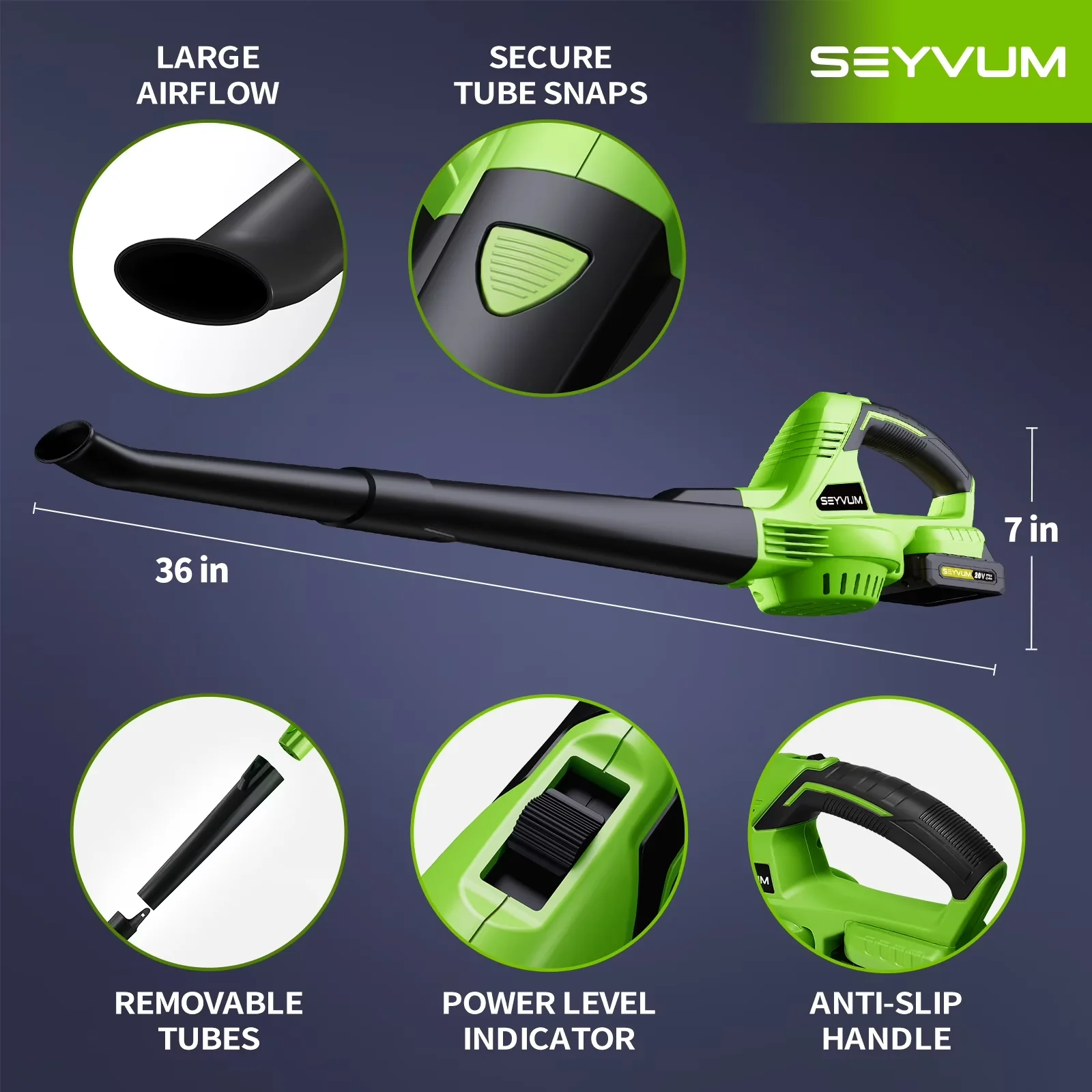 Efficient Leaf Blower with Battery, 20V, Electric for Multiple Applications - Model E3683B