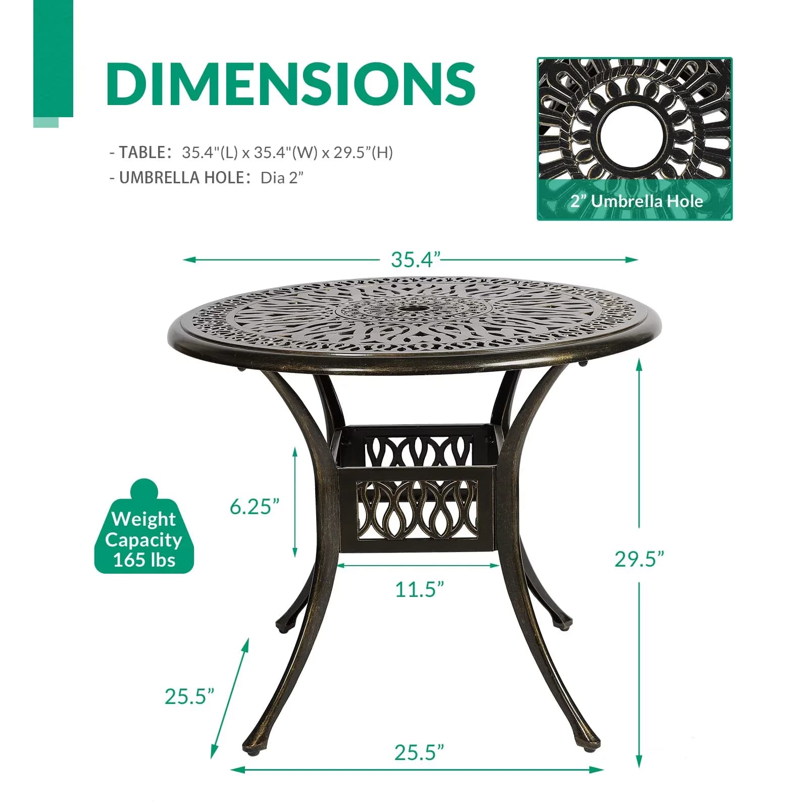 Modern Outdoor Heating with Waterproof, Rustic/Lodge, Umbrella Hole - Cast Aluminum Antique Bronze Model 459642