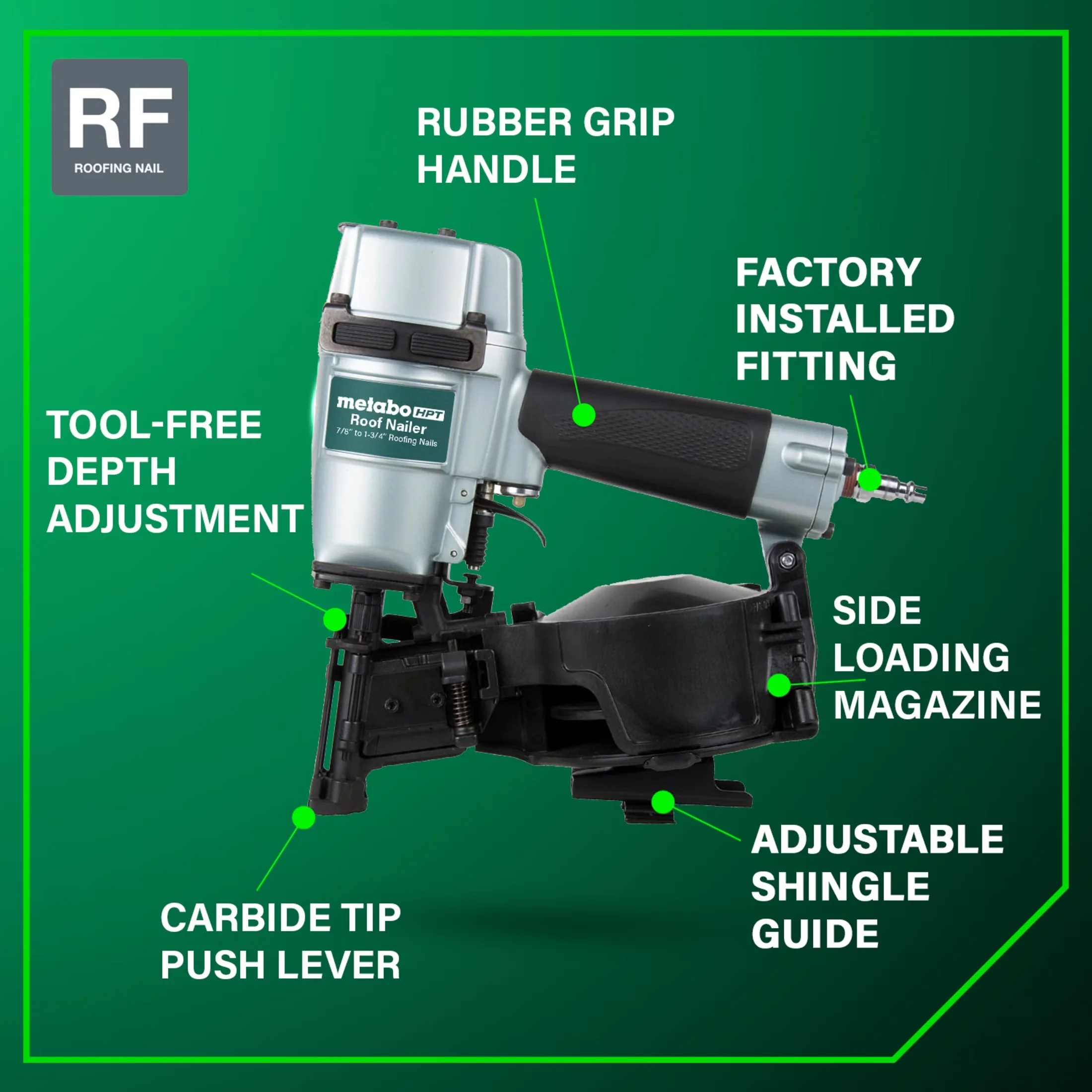 Compact Air Tools Compressor with Lightweight, Roofing Nail Tool - Multicolor Model 44D538