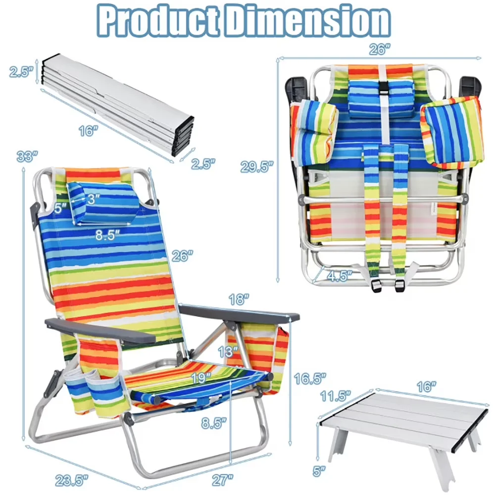 Modern Beach Chair with Folding, Material:Aluminum, PP, PVC, sponge - Yellow Model CBAF06
