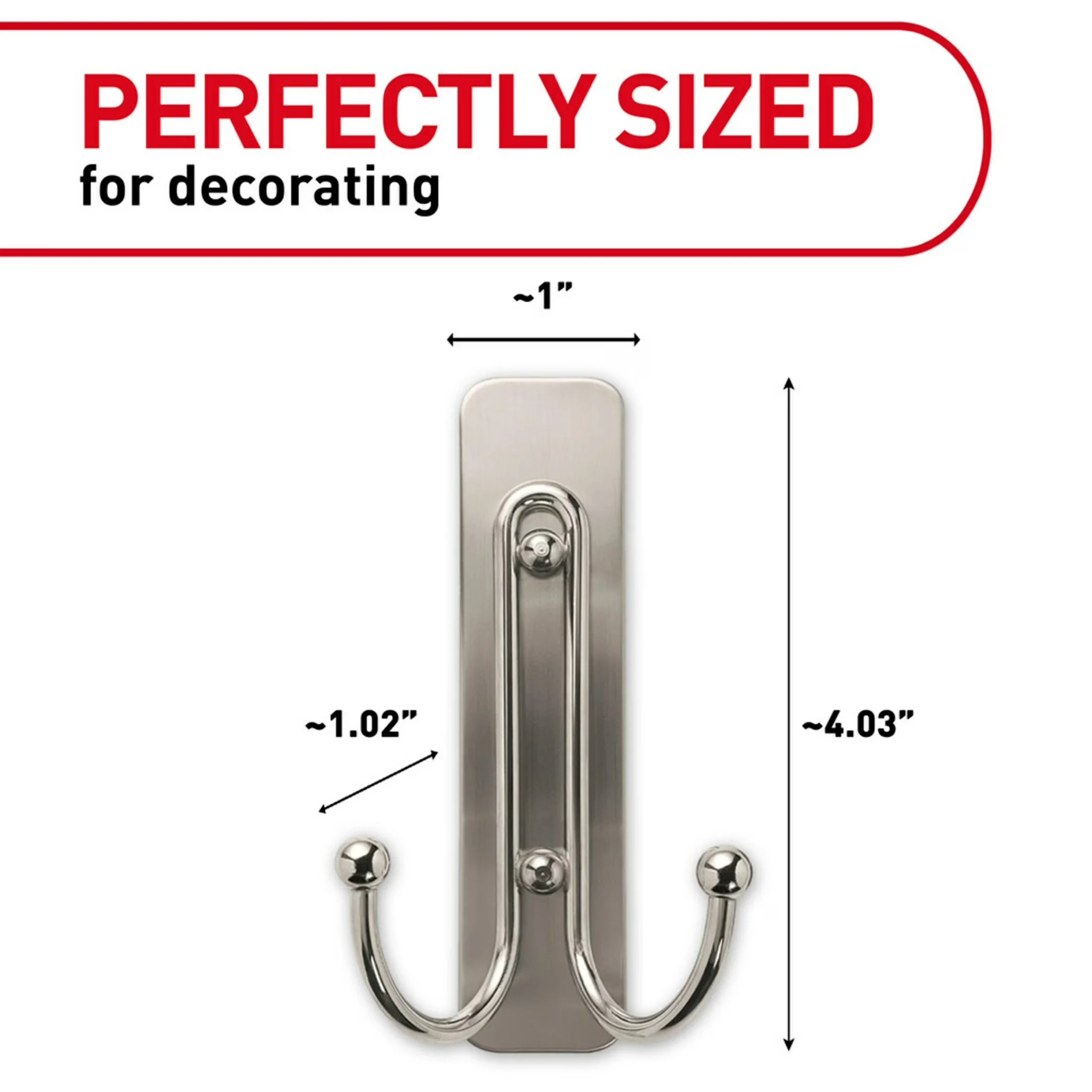 Damage-Free Hanging Versatile with Damage Free, Large Double Bathroom Wall Hook - Plastic Model 77D5E4