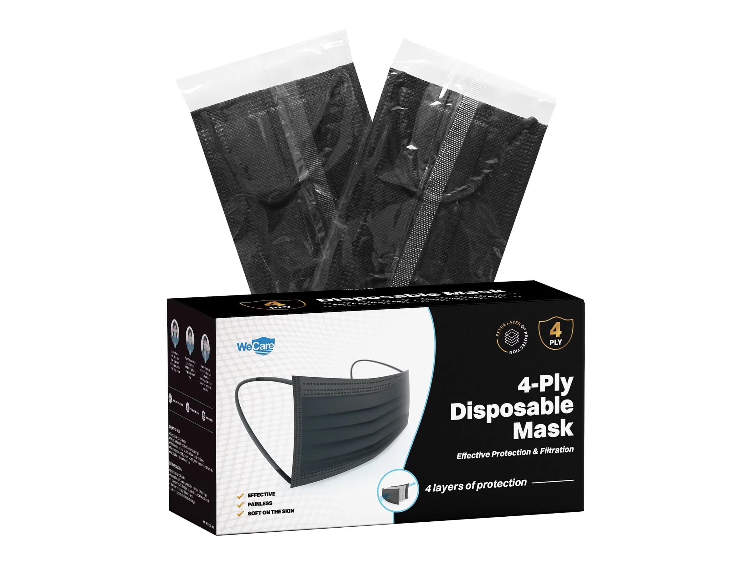 Compact Protective Equipment with Disposable, Black, 4-Ply - Black Adjustable Model 395A34