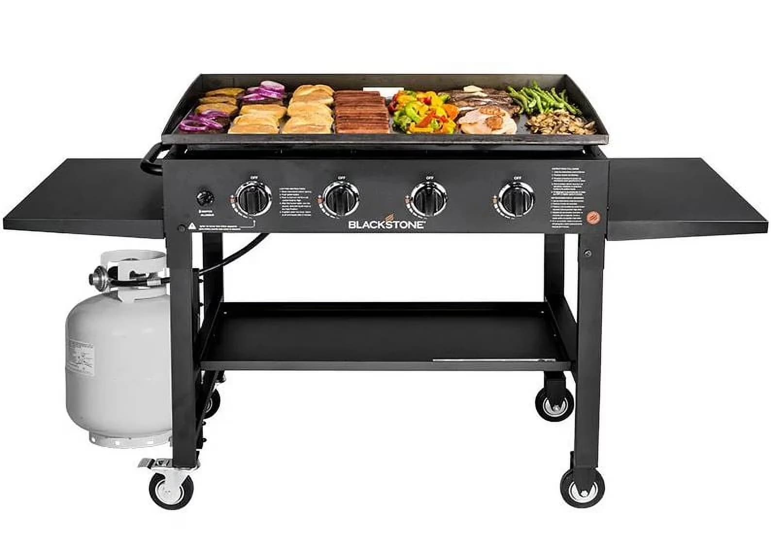 Gas Grill Professional with Tool Holder, Storage Rack, 1899 36' Griddle W/ Hood - Rolled Steel Black Model 5C35C6