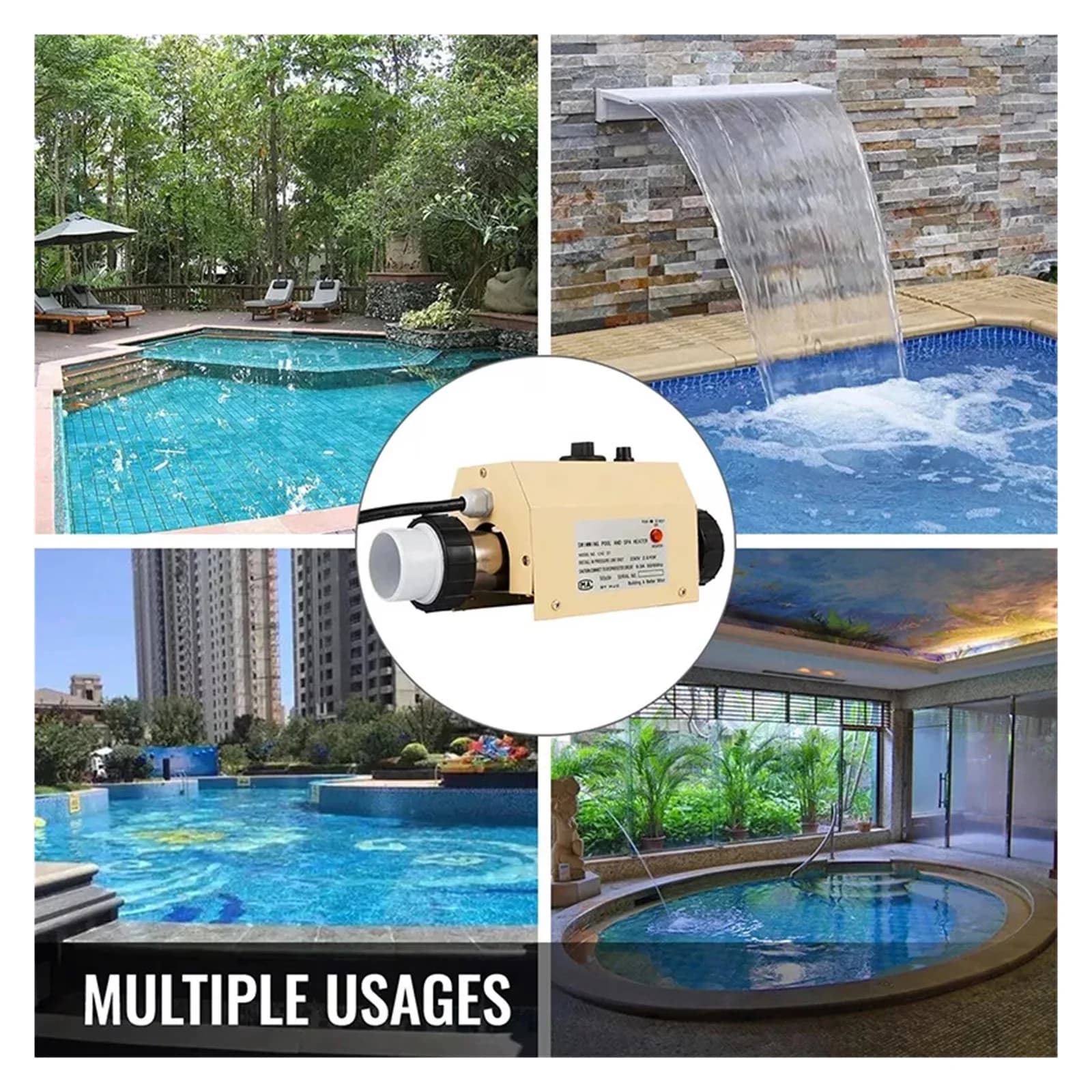 Hot Tub Essential with 3KW Electric Water Heater Thermostat - 2000W - Easy to Use Model 5FF1D9