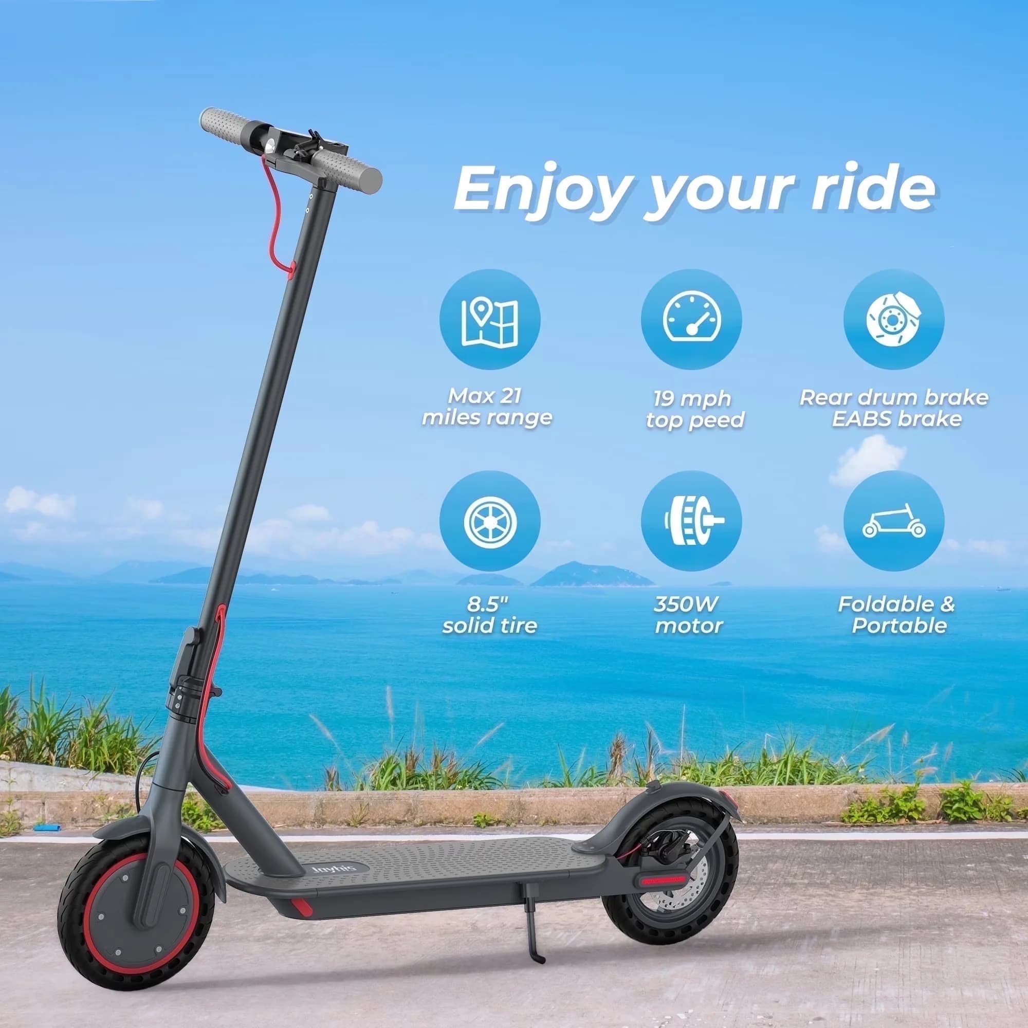 Stylish Scooter with 350W, Foldable, Bluetooth - Metal Black - Essential Collection Model 2E2AAF