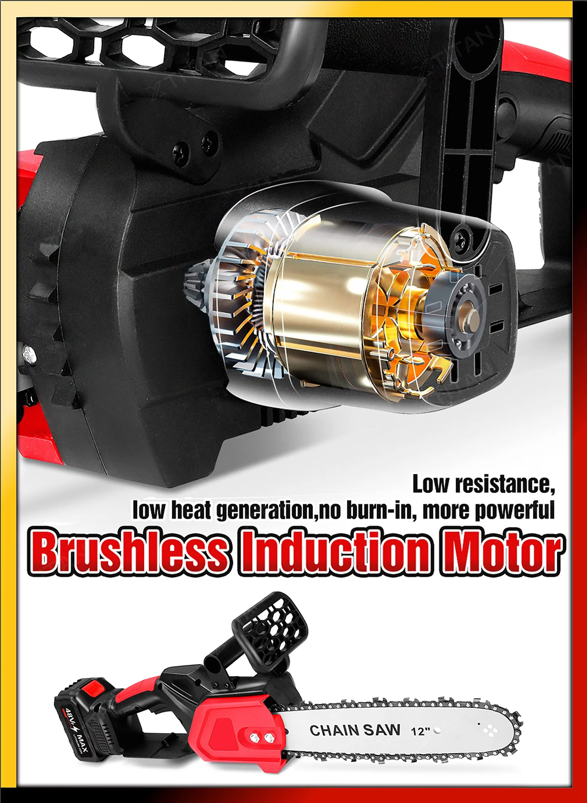Compact Chainsaw with Battery, 1300W, 24V - Black for Residential, Commercial Model EB86BB