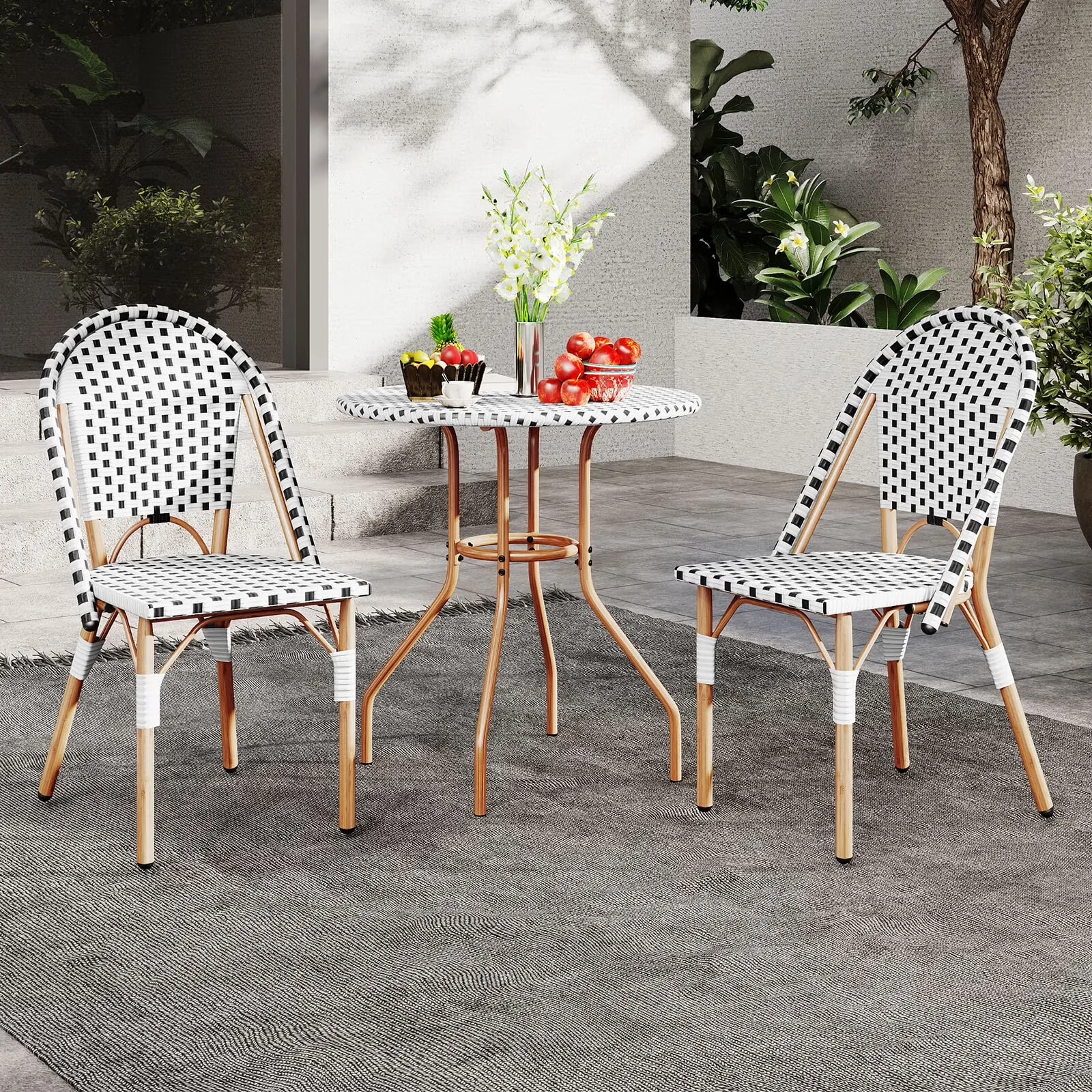 Classic Patio Dining Set - Natural White 3 PCS - Residential Grade Model C48A16
