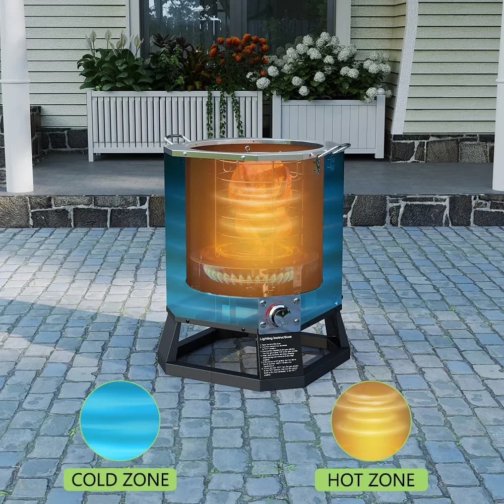Modern Outdoor Fryer with 6000 BTU, 6000 BTU Cast Iron Burner, 30QT Oil Free Turkey - Aluminum Black for Outdoor Model A3CB14