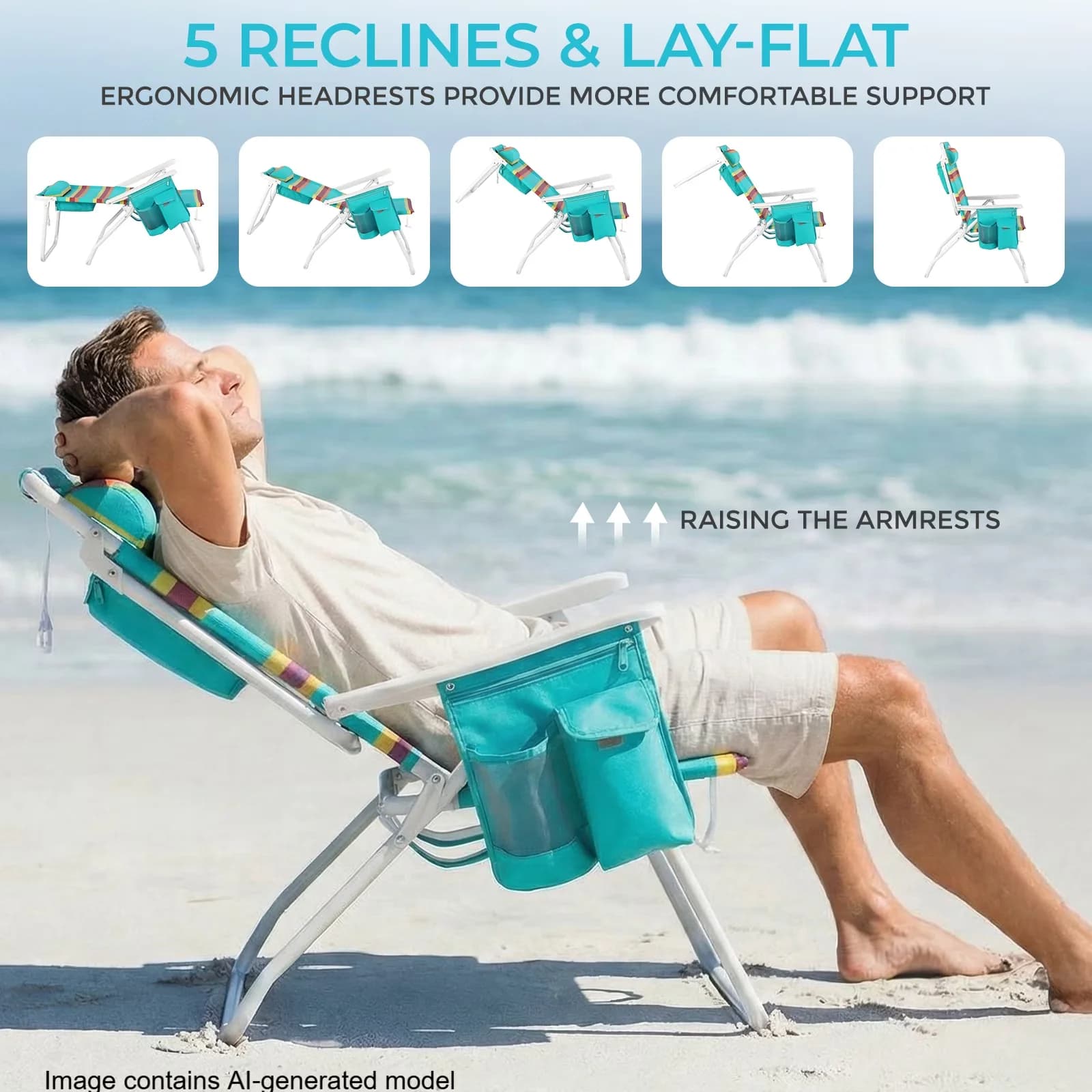 Reliable Beach Chair with Folding, Storage Bag, Height 17" Tall Chairs Set of 2 - Orange Model 545969