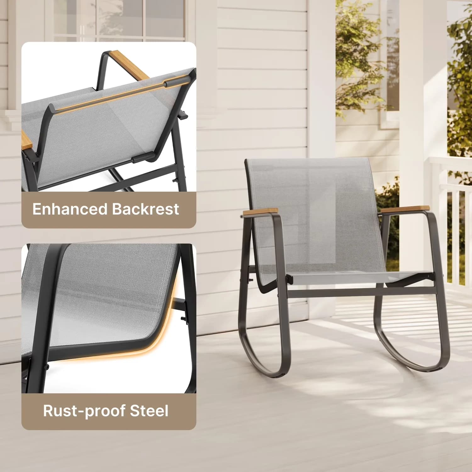 Classic Patio Dining Set with Furniture, Base Material:Steel, Textilene Fabri, Weight Capacity:330 Pounds - Rattan Gray Model DAAEA7