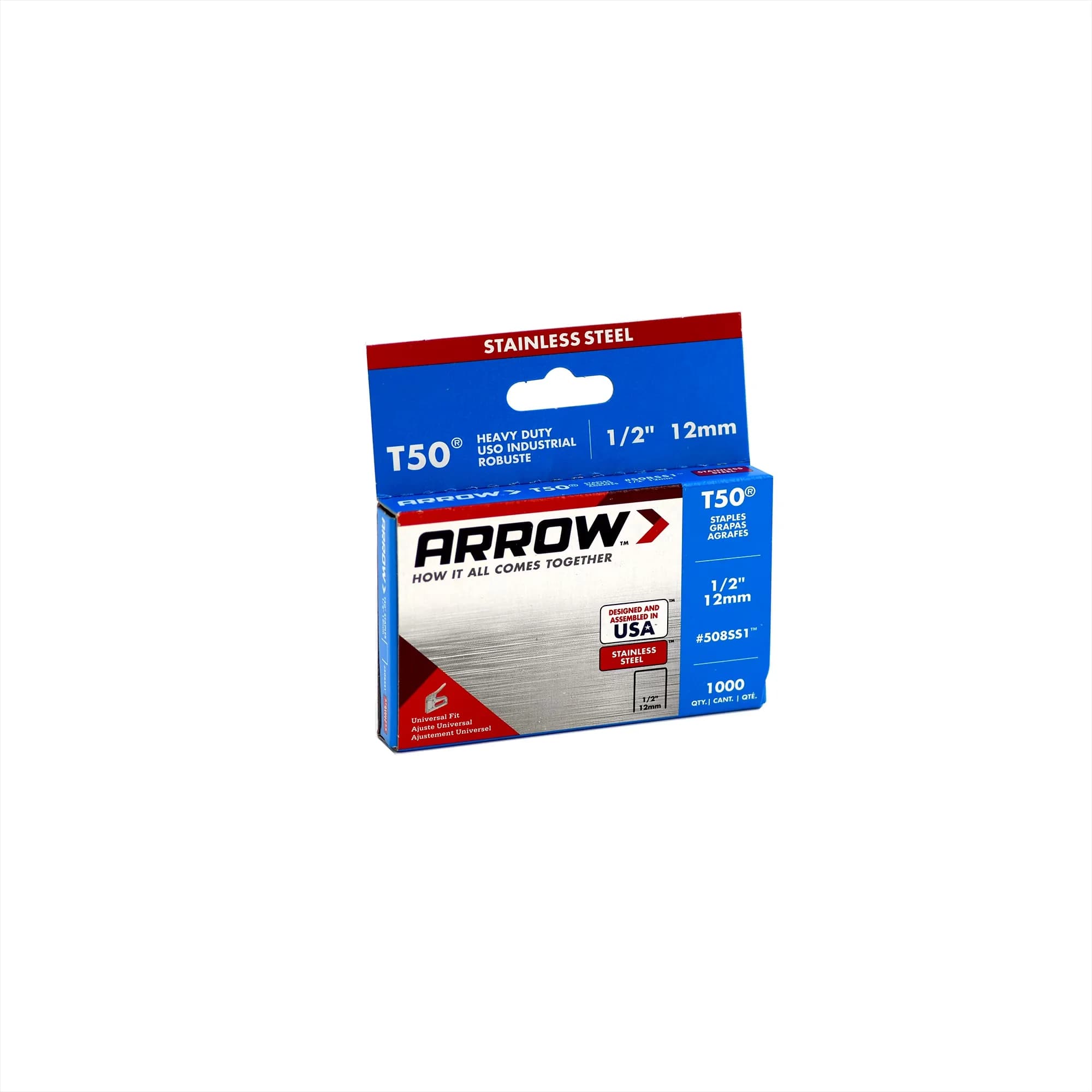 Quality Pro Tool with Durable, T50 Stainless Steel Staples 1/2 Inch - Stainless Steel 1/2" for Home Model 44690E