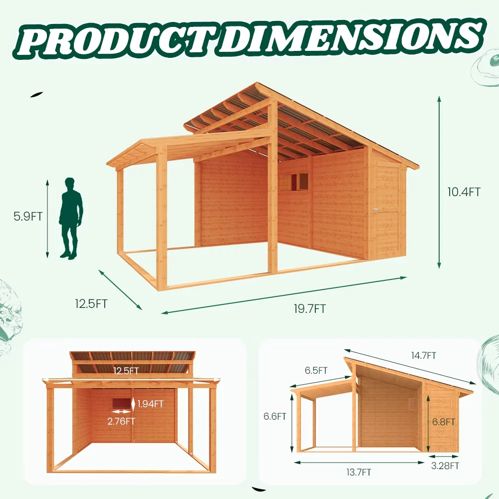 Shed Quality with Water-Resistant - Brown Wood for Garden Outdoor - Low Maintenance Model D42207