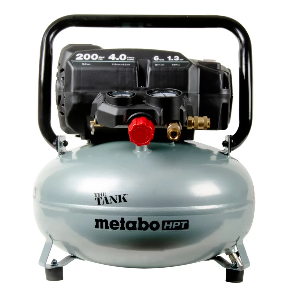 Air Tools Compressor Professional with Battery, Portable, 6 Gal Pancake - Multicolor Metal, Steel Model 00A3A8