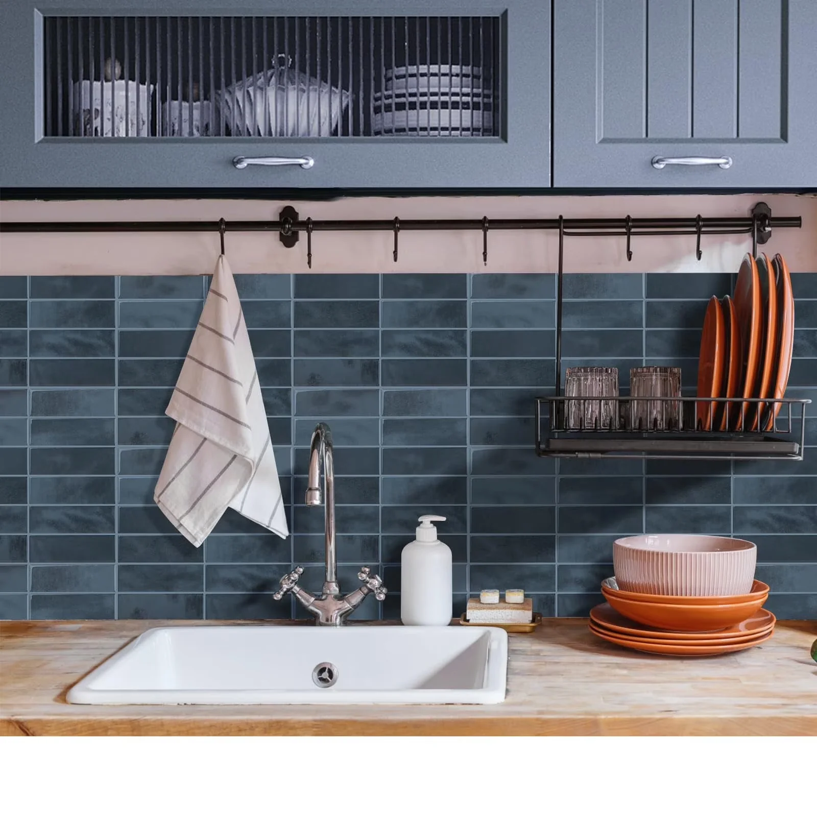 Modern Grey Vinyl Flooring Vinyl Plank Flooring - Vinyl Blue for Kitchen, Bathroom Model EF6C64