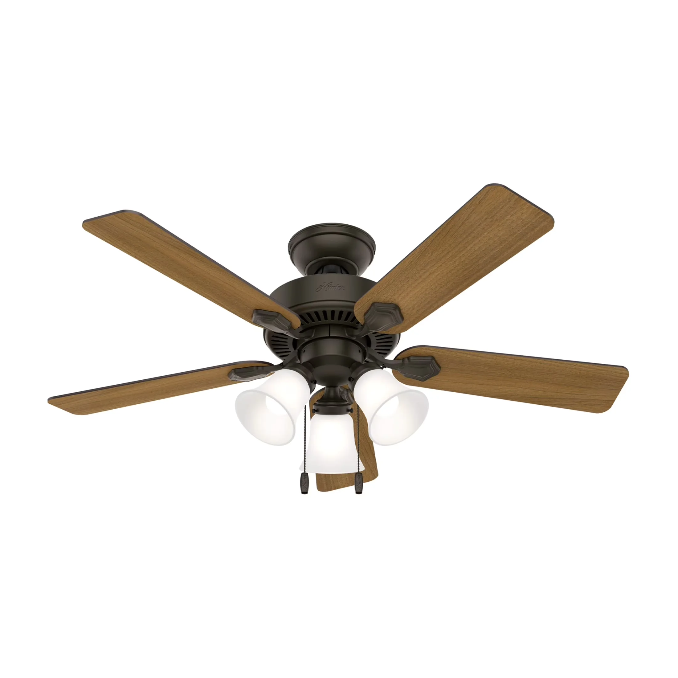 Professional Ceiling Fan with LED, Reversible Blades - Bronze Glass for Living Room, Home Office Model 7CAFF8